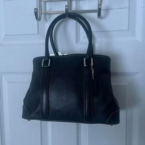 y2k 2000s Coach Black Leather Hampton Tote shoulder bag / handbag